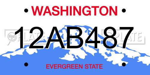 12AB487 Washington License Plate