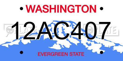 12AC407 Washington License Plate