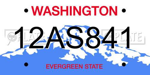 12AS841 Washington License Plate
