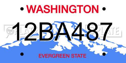 12BA487 Washington License Plate