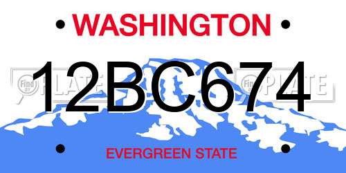 12BC674 Washington License Plate