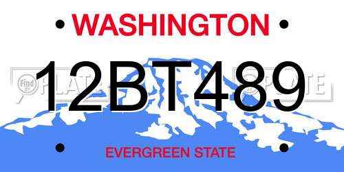 12BT489 Washington License Plate