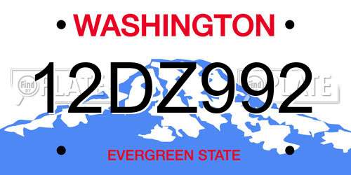 12DZ992 Washington License Plate