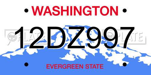 12DZ997 Washington License Plate