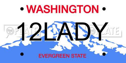 12LADY Washington License Plate