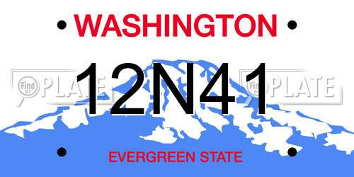 12N41 Washington License Plate