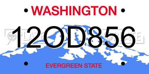 12OD856 Washington License Plate