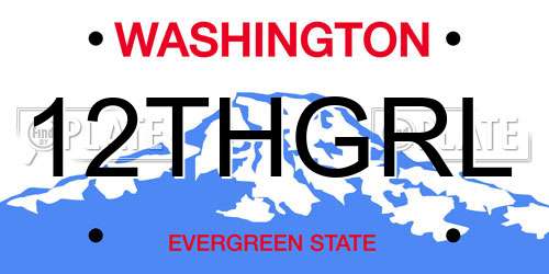 12THGRL Washington License Plate