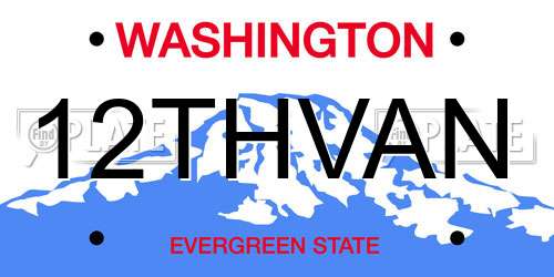 12THVAN Washington License Plate