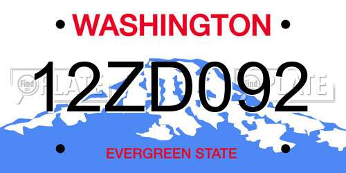 12ZD092 Washington License Plate