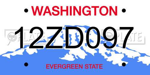 12ZD097 Washington License Plate