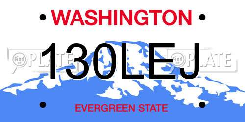 130LEJ Washington License Plate