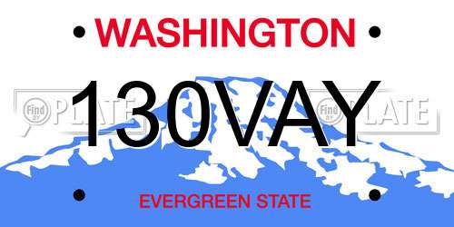 130VAY Washington License Plate
