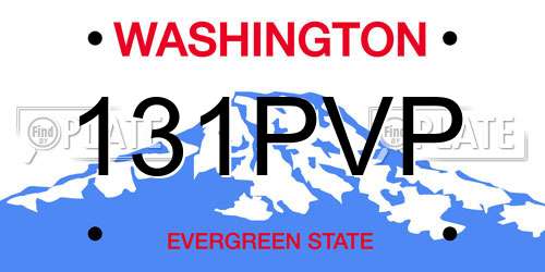 131PVP Washington License Plate