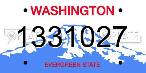1331027 Washington License Plate