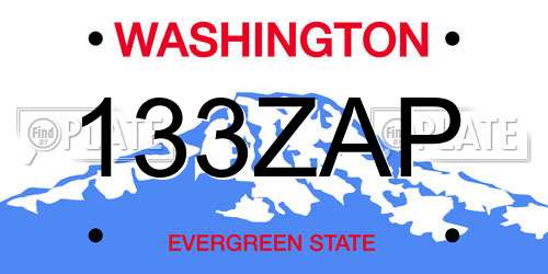133ZAP Washington License Plate