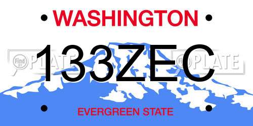 133ZEC Washington License Plate