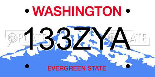 133ZYA Washington License Plate