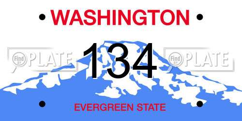 134 Washington License Plate