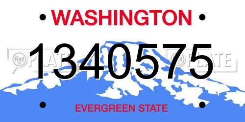1340575 Washington License Plate