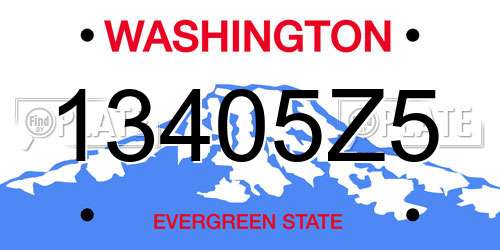 13405Z5 Washington License Plate