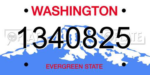 1340825 Washington License Plate