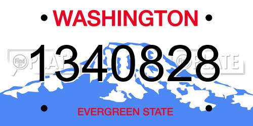 1340828 Washington License Plate