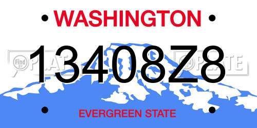 13408Z8 Washington License Plate