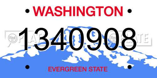 1340908 Washington License Plate