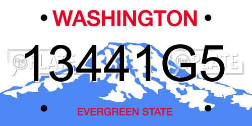 13441G5 Washington License Plate