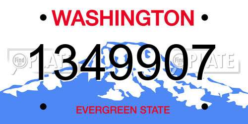 1349907 Washington License Plate