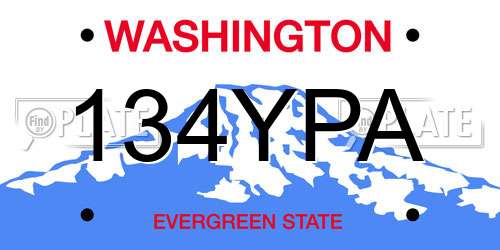 134YPA Washington License Plate