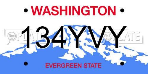 134YVY Washington License Plate