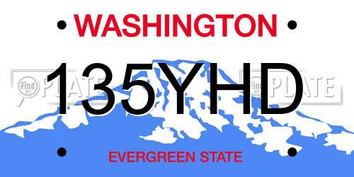 135YHD Washington License Plate