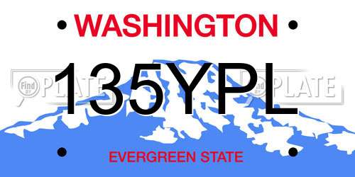 135YPL Washington License Plate