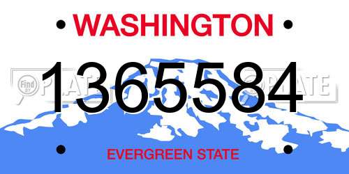 1365584 Washington License Plate