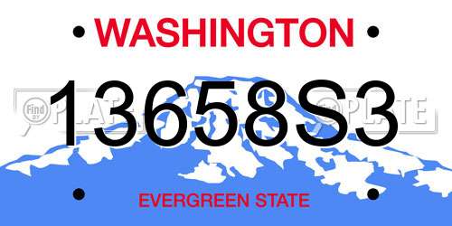 13658S3 Washington License Plate