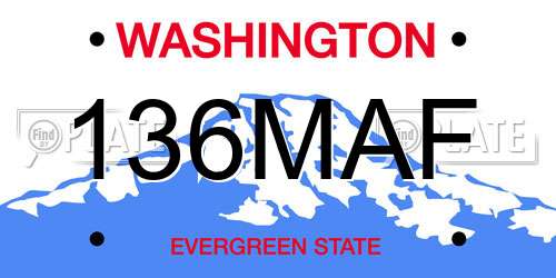 136MAF Washington License Plate