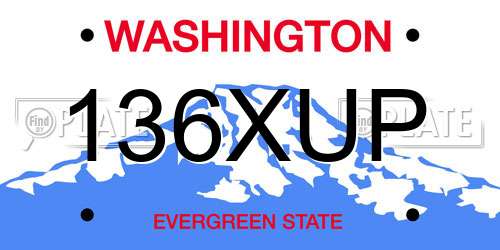 136XUP Washington License Plate