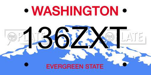 136ZXT Washington License Plate
