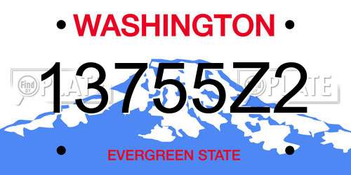 13755Z2 Washington License Plate