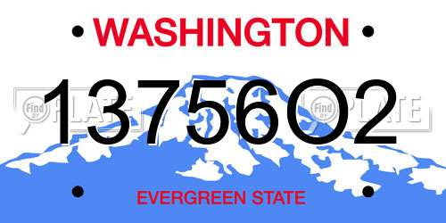 13756O2 Washington License Plate