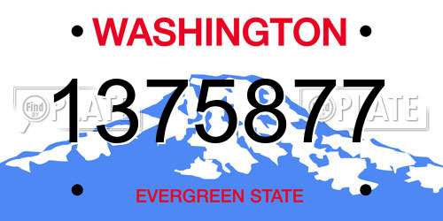 1375877 Washington License Plate