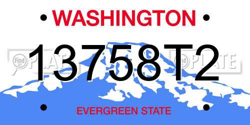 13758T2 Washington License Plate