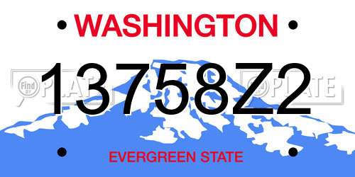 13758Z2 Washington License Plate