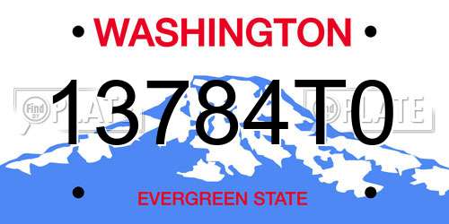 13784T0 Washington License Plate