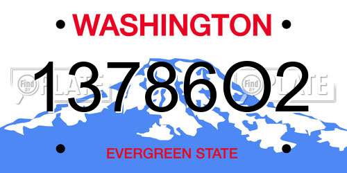 13786O2 Washington License Plate