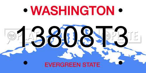 13808T3 Washington License Plate