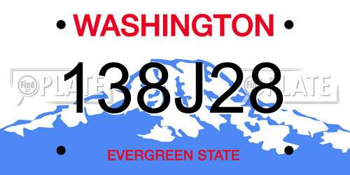 138J28 Washington License Plate