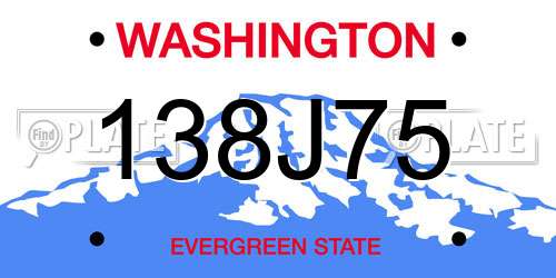 138J75 Washington License Plate